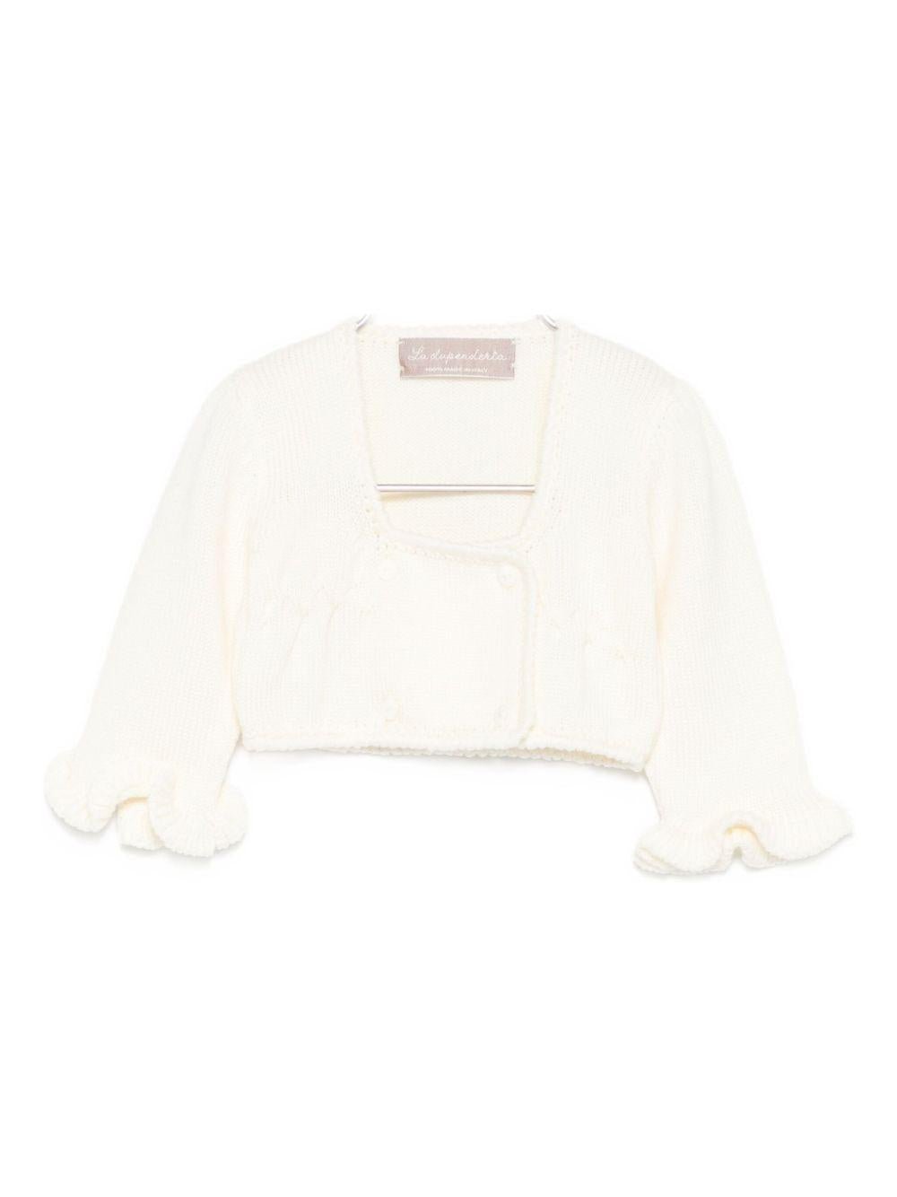 Cardigan per neonata La Stupenderia bianco con polsini arricciati - Rubino Kids
