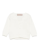 Cardigan per neonata La Stupenderia bianco in cotone con orlo e polsini a coste - Rubino Kids