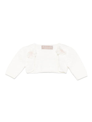 Cardigan per neonata La Stupenderia bianco in cotone con polsini a coste