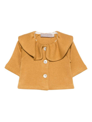 La Stupenderia yellow cardigan for newborns with ruffled collar
