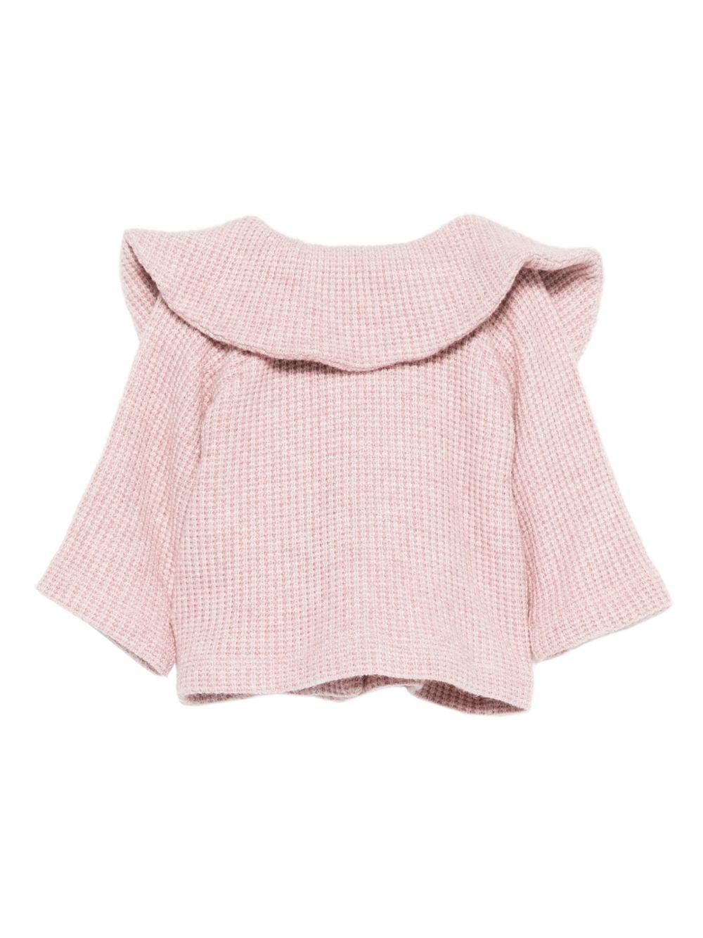 Cardigan per neonata La Stupenderia rosa con colletto arricciato - Rubino Kids