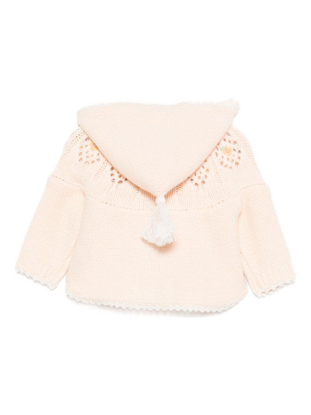 Cardigan per neonata Louise Misha rosa con ricamo floreale - Rubino Kids