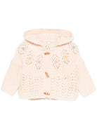 Cardigan per neonata Louise Misha rosa con ricamo floreale - Rubino Kids