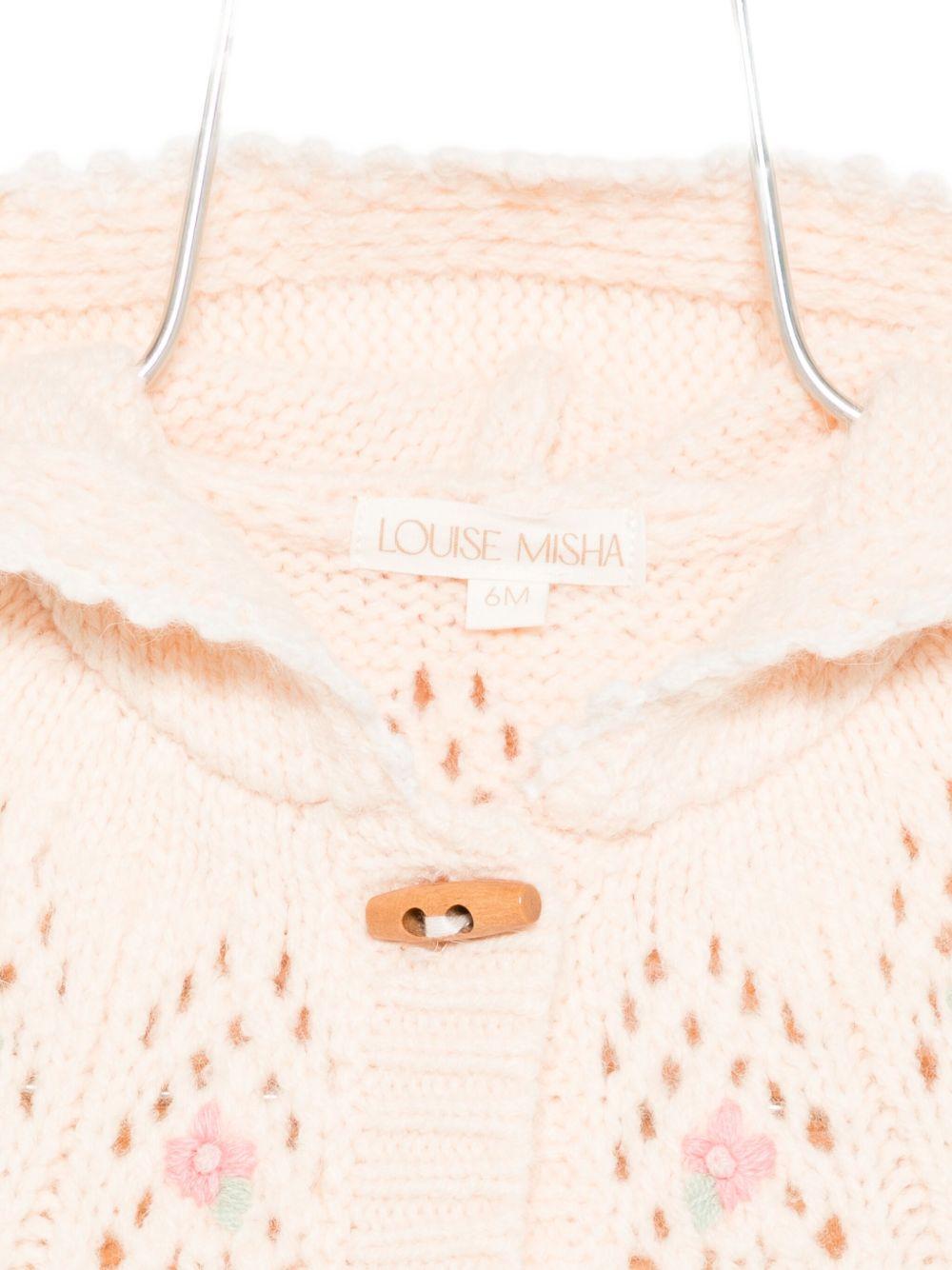 Cardigan per neonata Louise Misha rosa con ricamo floreale - Rubino Kids