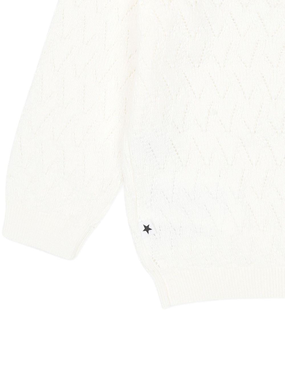 Cardigan per neonata Molo bianco in maglia con scollo rotondo - Rubino Kids