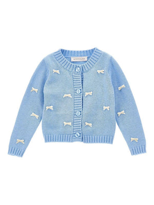 Monnalisa baby girl's light blue cardigan with bow detail