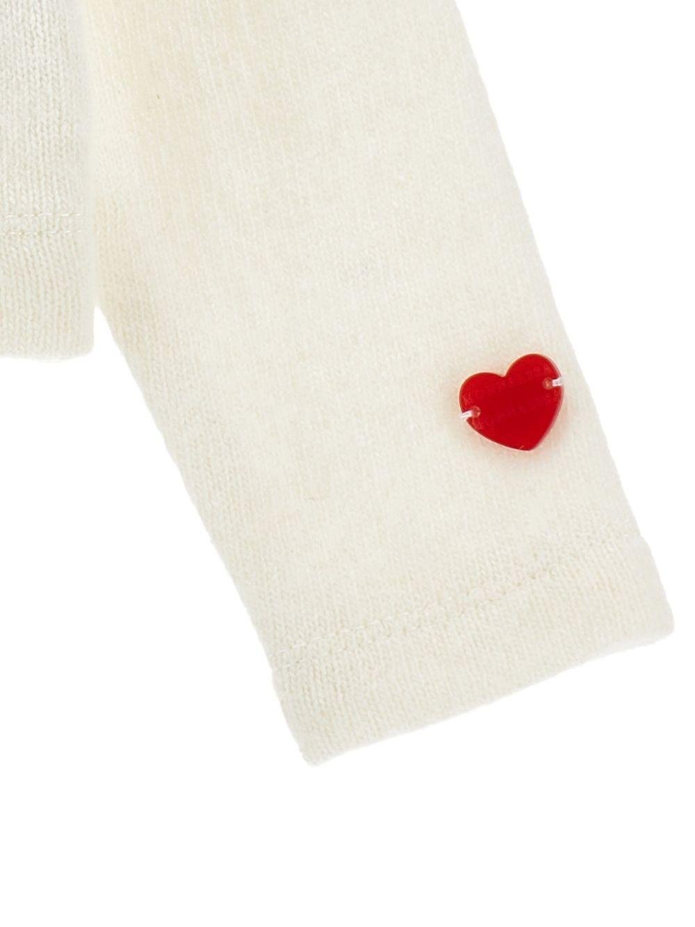 Cardigan per neonata Monnalisa bianco con applicazione con cuore - Rubino Kids