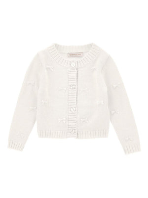 Monnalisa white cardigan for newborns with bow