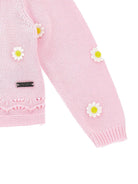 Cardigan per neonata Monnalisa rosa con decorazione con margherite - Rubino Kids
