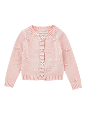 Monnalisa pink cardigan for newborns with bow