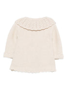 Cardigan per neonata Paz Rodríguez beige con colletto all'uncinetto - Rubino Kids