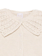 Cardigan per neonata Paz Rodríguez beige con colletto all'uncinetto - Rubino Kids