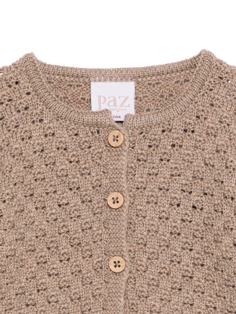 Cardigan per neonata Paz Rodríguez beige con orlo arricciato - Rubino Kids