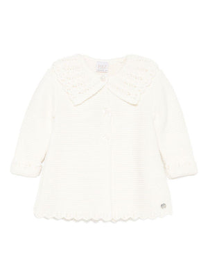 Cardigan per neonata Paz Rodríguez beige con orlo smerlato