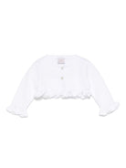 Cardigan per neonata Paz Rodriguez bianco in cotone con ruches - Rubino Kids