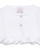 Cardigan per neonata Paz Rodriguez bianco in cotone con ruches - Rubino Kids