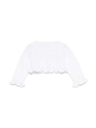 Cardigan per neonata Paz Rodriguez bianco in cotone con ruches - Rubino Kids