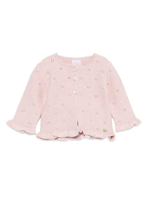 Cardigan per neonata Paz Rodríguez rosa con modello con occhielli