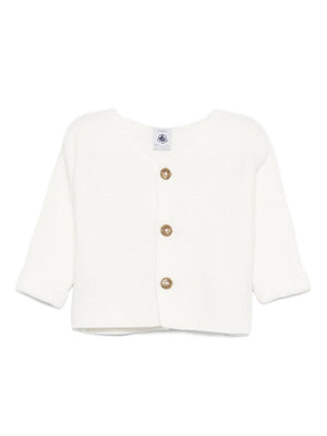 Petit Bateau white baby girl cardigan with buttons on the front