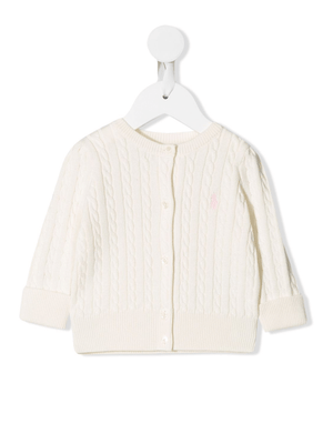 Polo Ralph Lauren Kids white cardigan for baby girls with embroidered logo