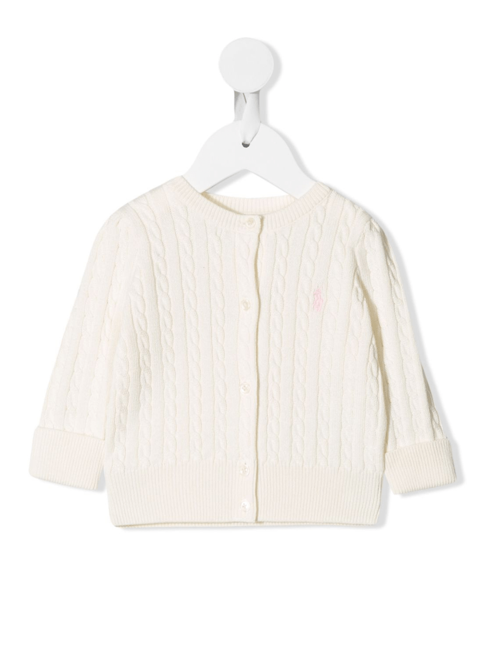 Cardigan per neonata Polo Ralph Lauren Kids bianco con logo ricamato - Rubino Kids