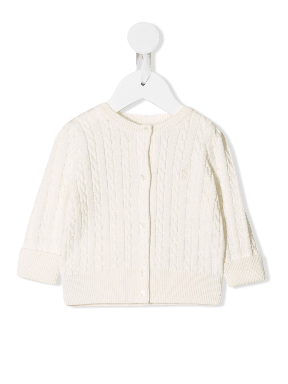 Cardigan per neonata Polo Ralph Lauren Kids bianco con logo ricamato - Rubino Kids