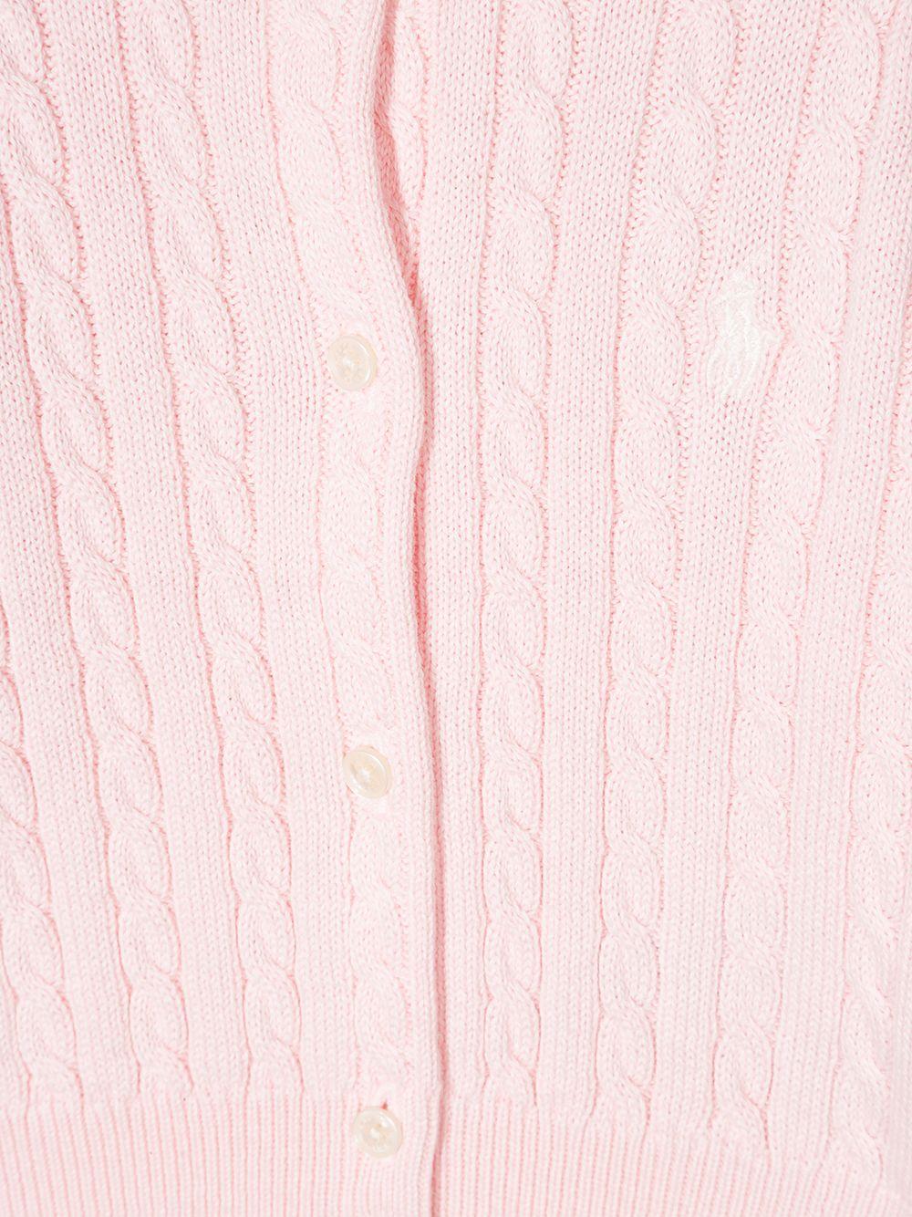 Cardigan per neonata POLO RALPH LAUREN KIDS rosa con ricamo Polo Pony - Rubino Kids