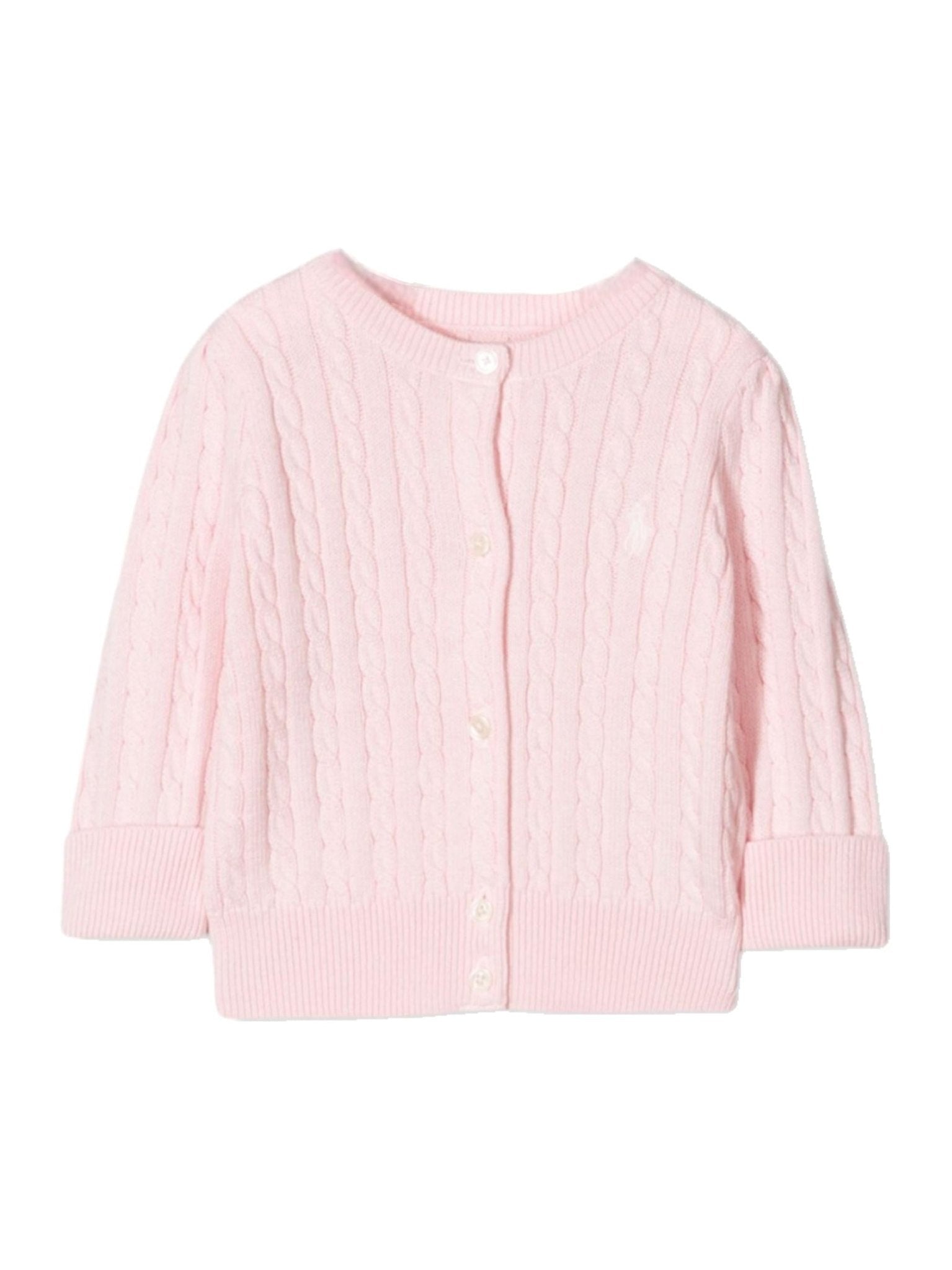 Cardigan per neonata POLO RALPH LAUREN KIDS rosa con ricamo Polo Pony - Rubino Kids