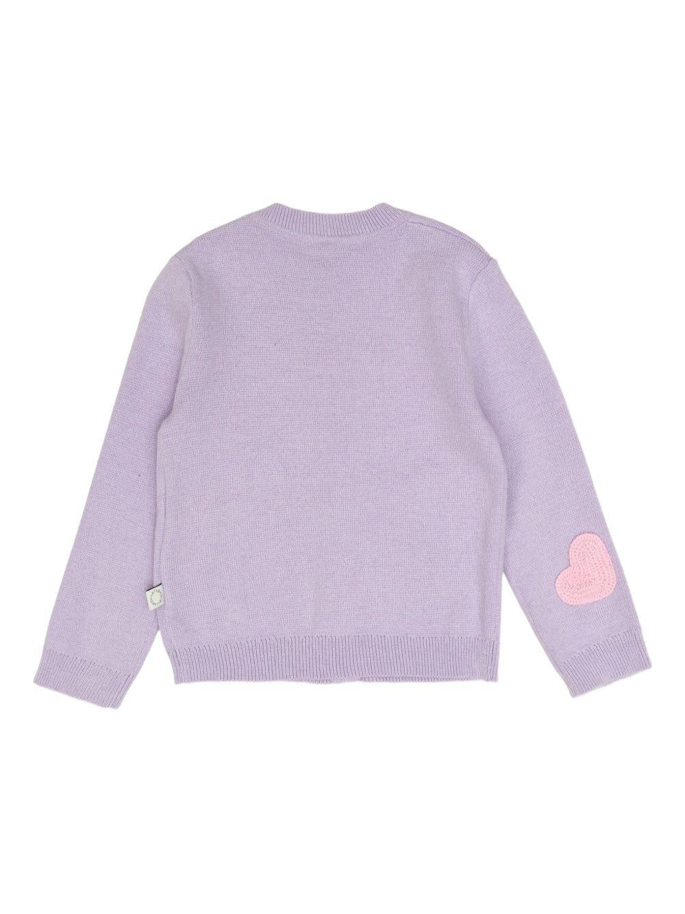 Cardigan per neonata Stella McCartney Kids viola con applicazione - Rubino Kids