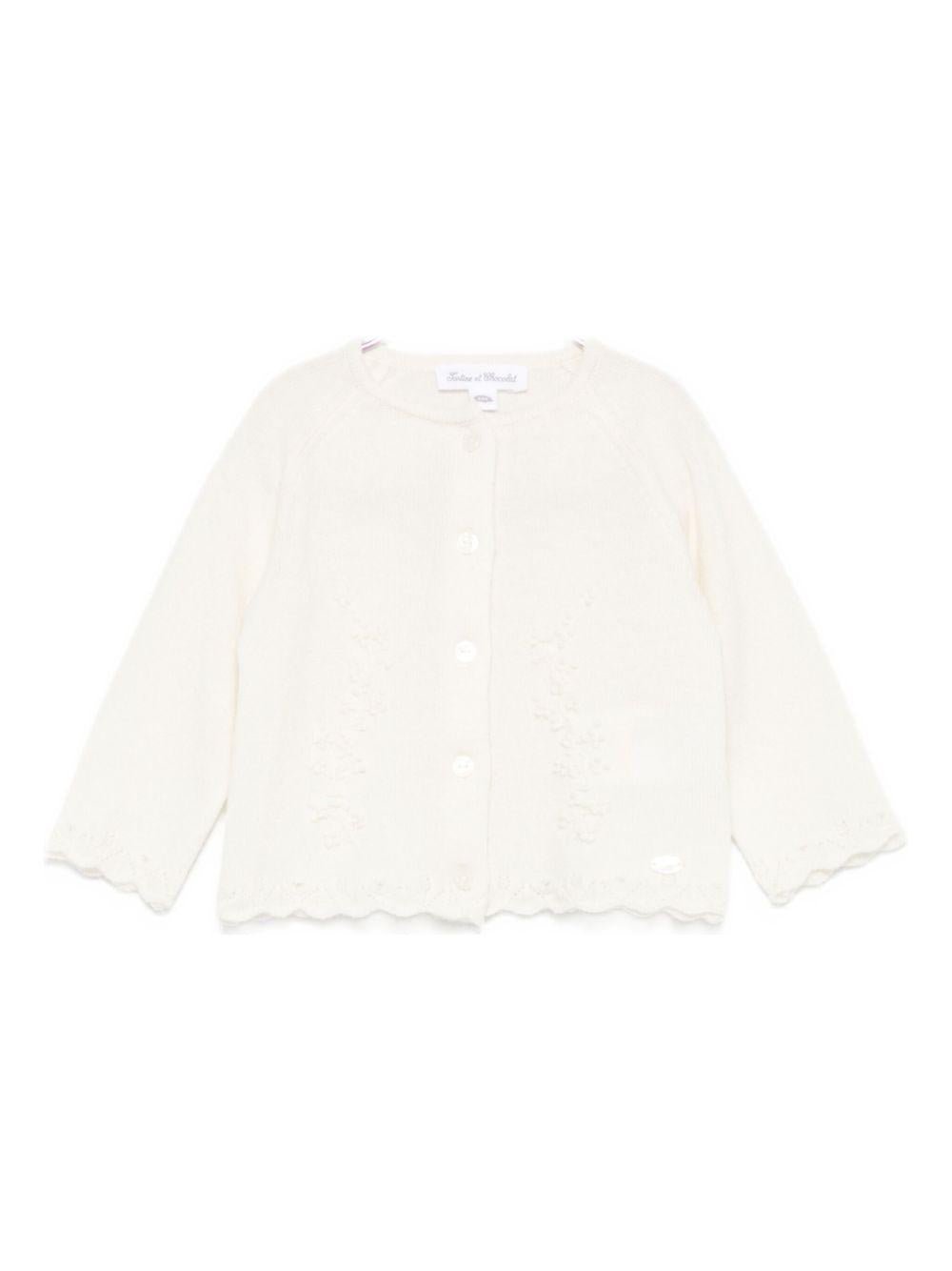 Cardigan per neonata Tartine Et Chocolat bianco con bordo smerlato - Rubino Kids