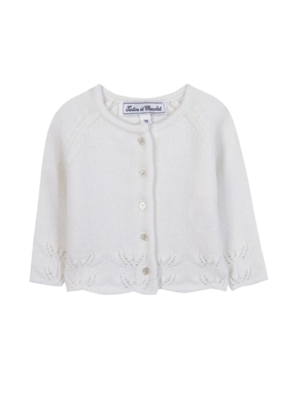 Cardigan per neonata Tartine Et Chocolat bianco con dettagli ricamati - Rubino Kids