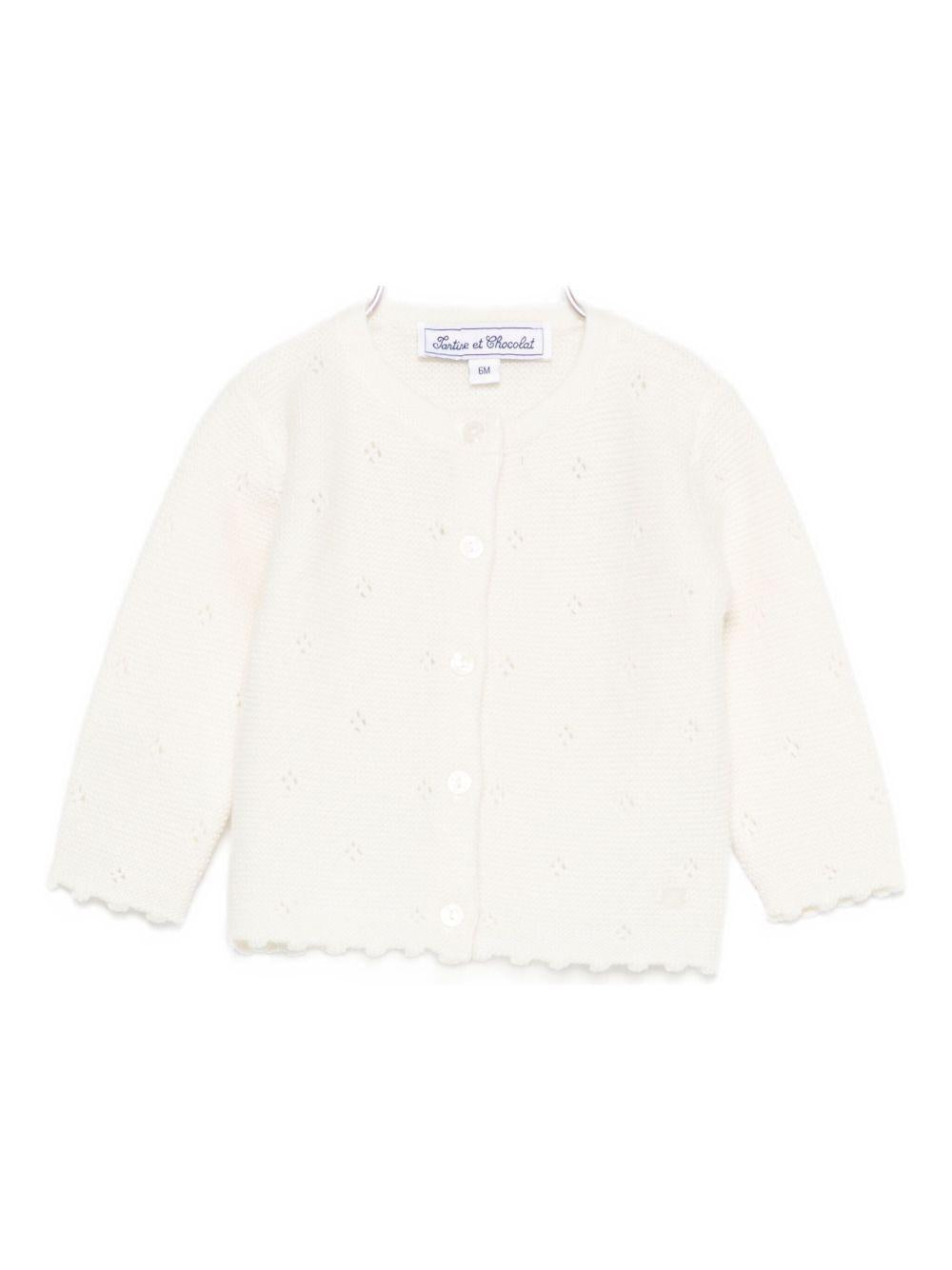 Cardigan per neonata Tartine Et Chocolat bianco con motivo a occhielli - Rubino Kids