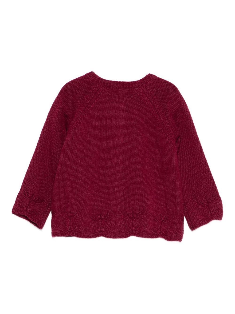 Cardigan per neonata Tartine Et Chocolat rosso con dettaglio ricamato - Rubino Kids