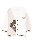 Cardigan per neonati Fendi Kids beige con ricamo orsetto - Rubino Kids
