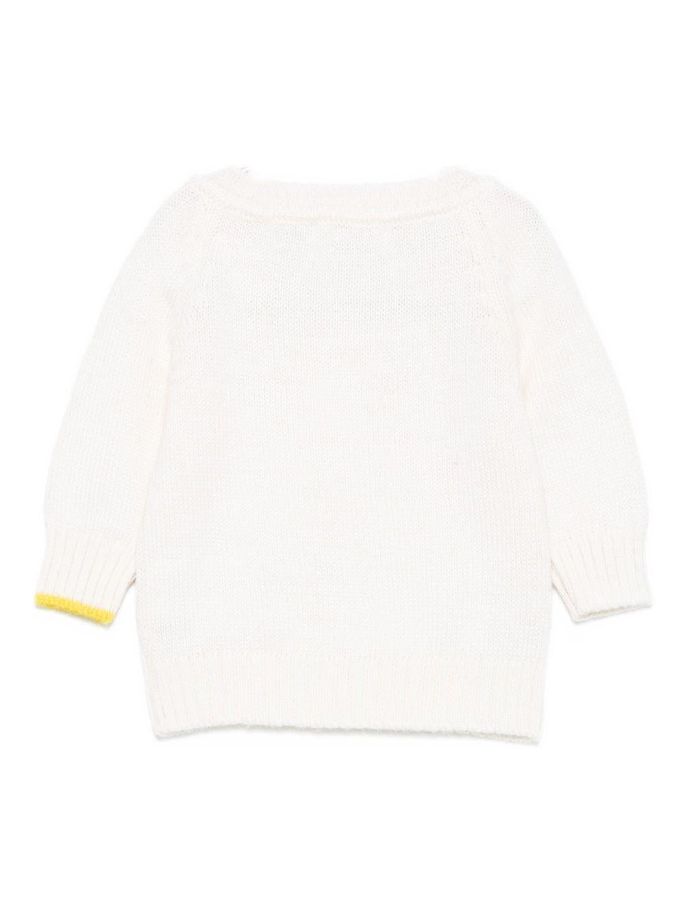 Cardigan per neonati Gensami Kids bianco con chiusura frontale con bottoni - Rubino Kids