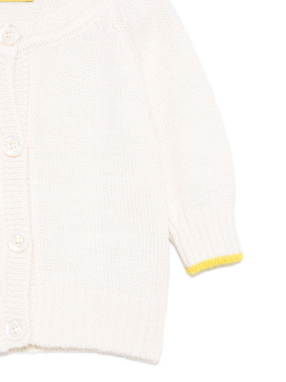 Cardigan per neonati Gensami Kids bianco con chiusura frontale con bottoni - Rubino Kids
