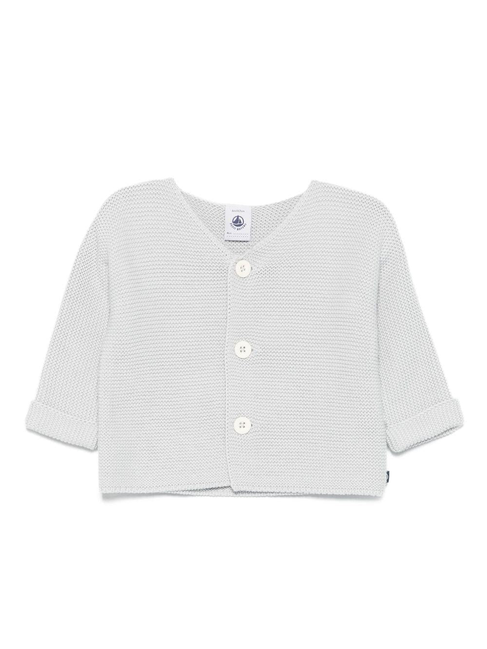Cardigan per neonati Petit Bateau grigio lavorato a maglia con bottoni sul davanti - Rubino Kids