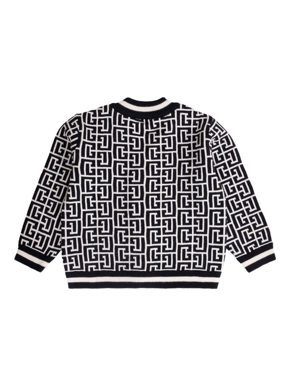 Cardigan per neonato Balmain Kids multicolore con motivo geometrico - Rubino Kids