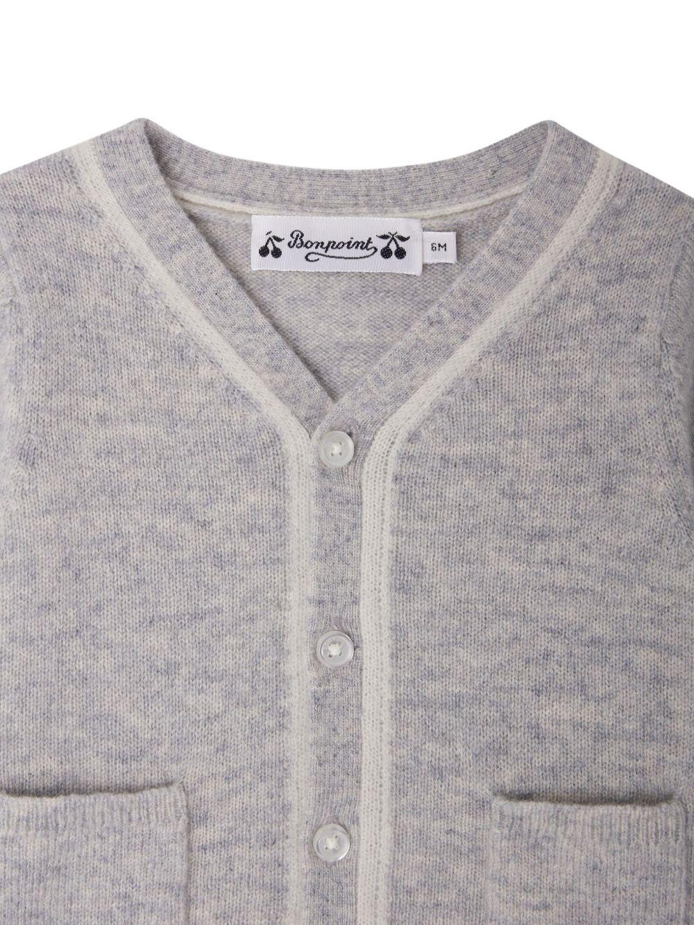 Cardigan per neonato Bonpoint grigio con applicazione - Rubino Kids