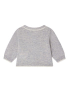 Cardigan per neonato Bonpoint grigio con applicazione - Rubino Kids