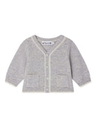 Cardigan per neonato Bonpoint grigio con applicazione - Rubino Kids