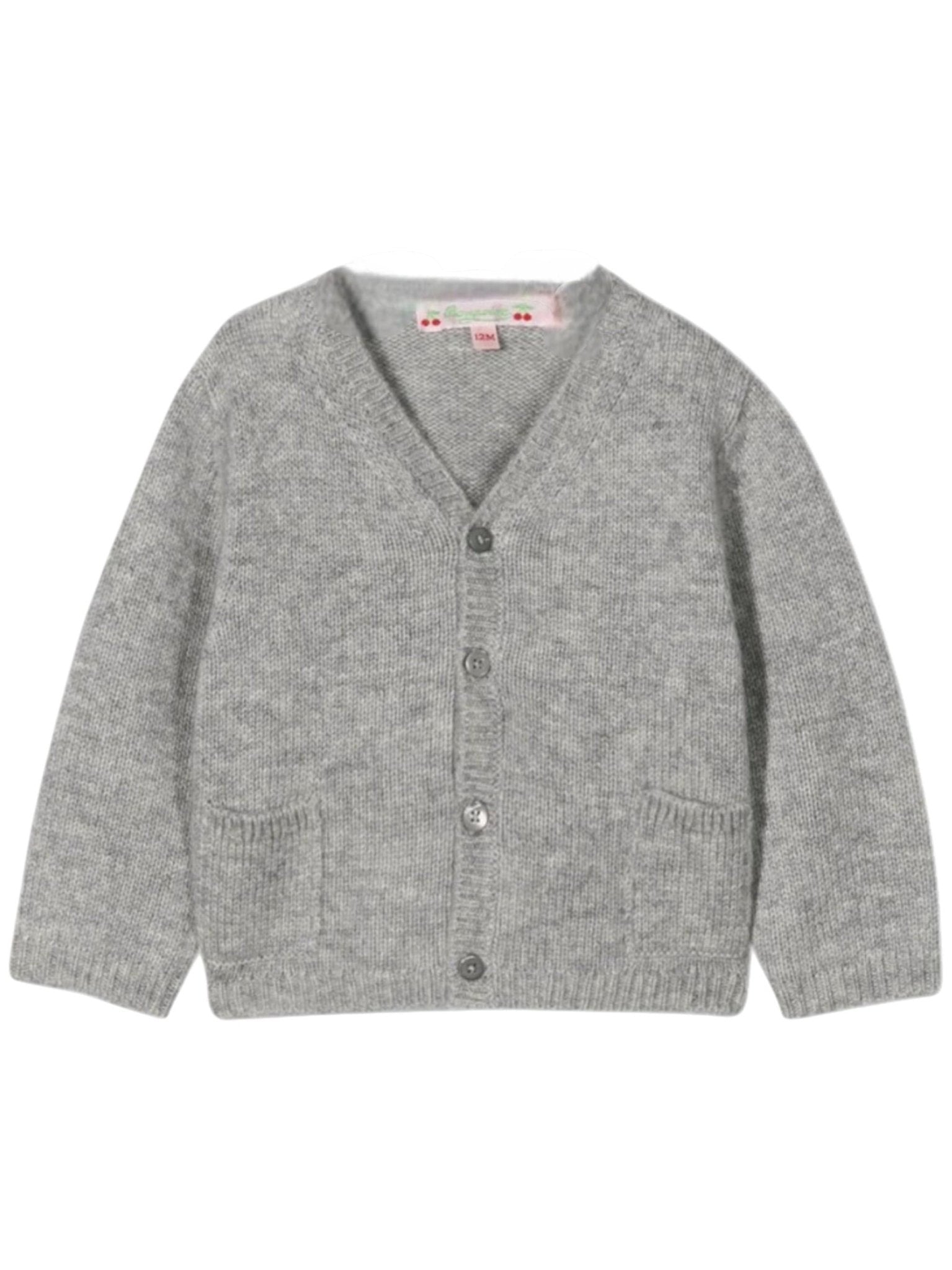 Cardigan per neonato Bonpoint grigio con scollo a V - Rubino Kids
