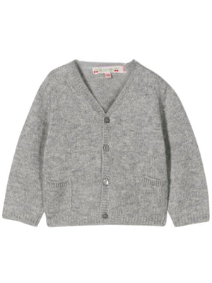 Bonpoint grey V-neck cardigan for newborns