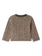 Cardigan per neonato Bonpoint marrone in maglia a trecce - Rubino Kids