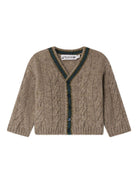 Cardigan per neonato Bonpoint marrone in maglia a trecce - Rubino Kids