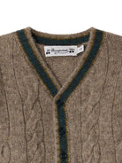 Cardigan per neonato Bonpoint marrone in maglia a trecce - Rubino Kids