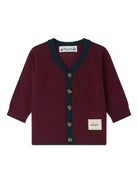 Cardigan per neonato Bonpoint rosso scuro in lana con bottoni - Rubino Kids