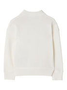 Cardigan per neonato Burberry Kids bianco in lana con applicazione logo - Rubino Kids