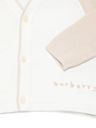 Cardigan per neonato Burberry Kids Ginny Moss bianco con maniche lunghe a contrasto - Rubino Kids