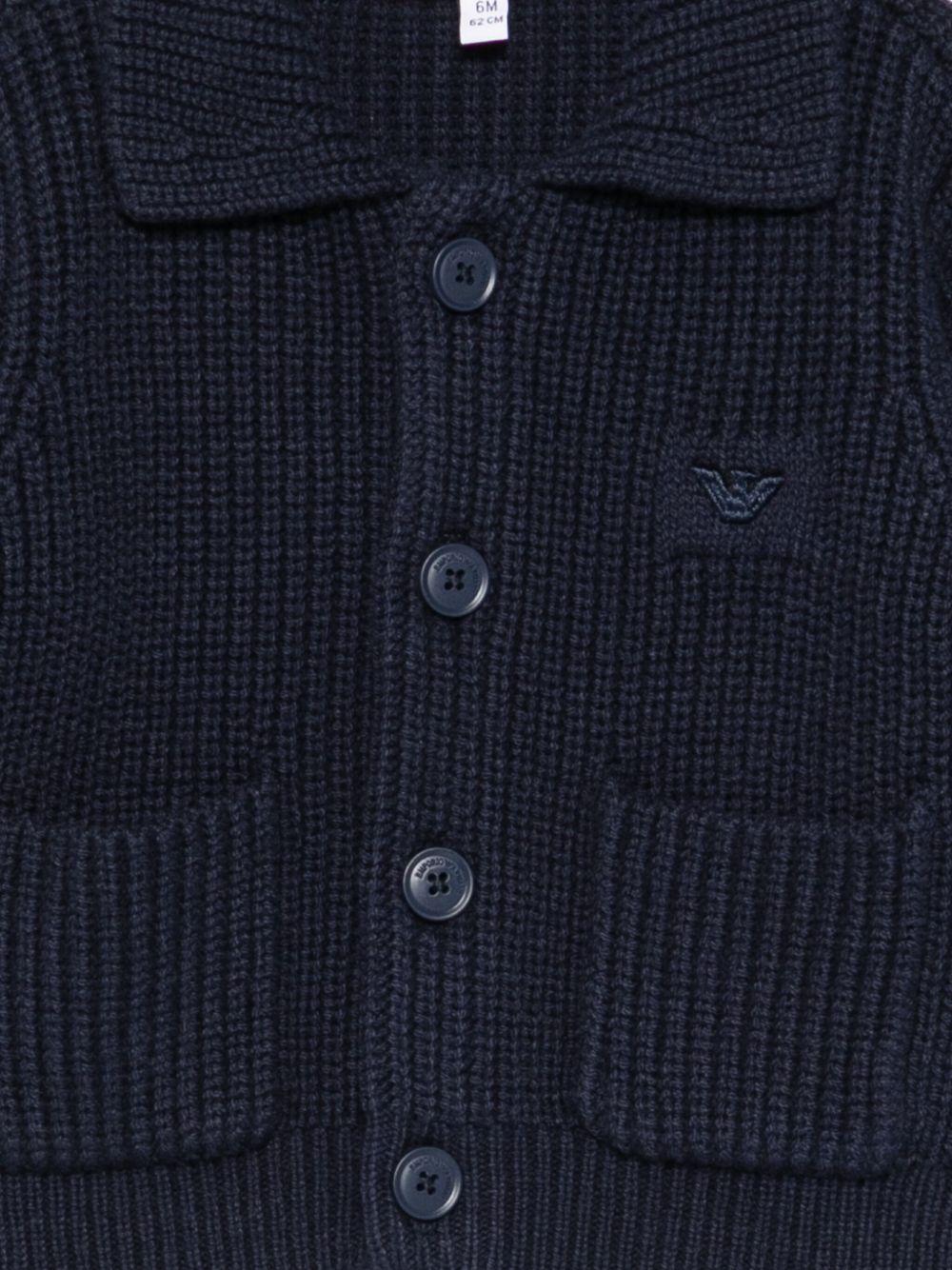 Cardigan per neonato Emporio Armani Kids blu con tasche applicate - Rubino Kids